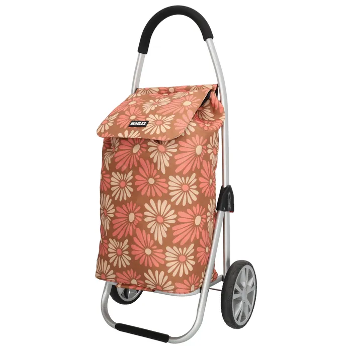 Cărucior premium maro floral pe roți "Aluman"