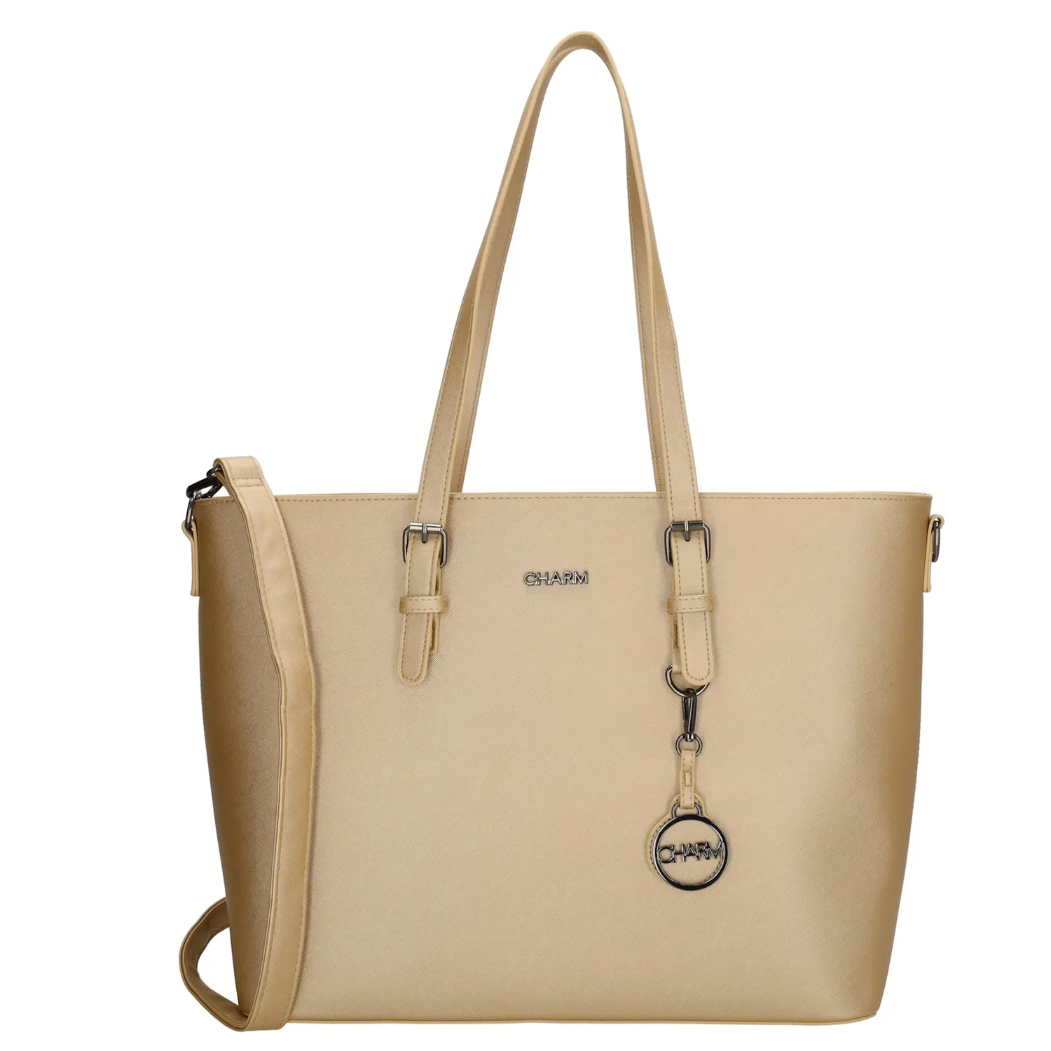 Geantă shopper premium aurie cu pandantiv "Rachel"