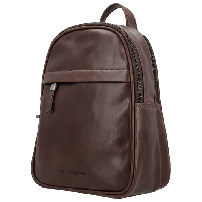 Rucsac premium maro închis din piele naturală "Fashionstar"