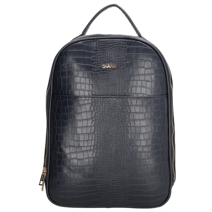 Rucsac bleumarin striat din piele „Dragon"