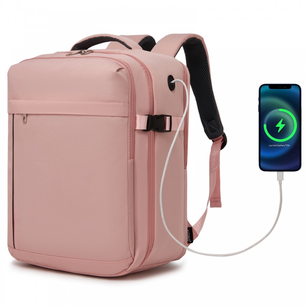Rucsac ușor roz pentru avion cu orificiu USB "Travelstar" - mărimea M