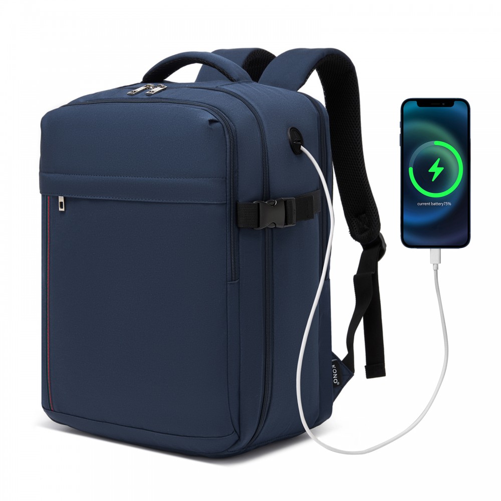 Rucsac ușor bleumarin pentru avion cu port USB "Travelstar" - mărimea M