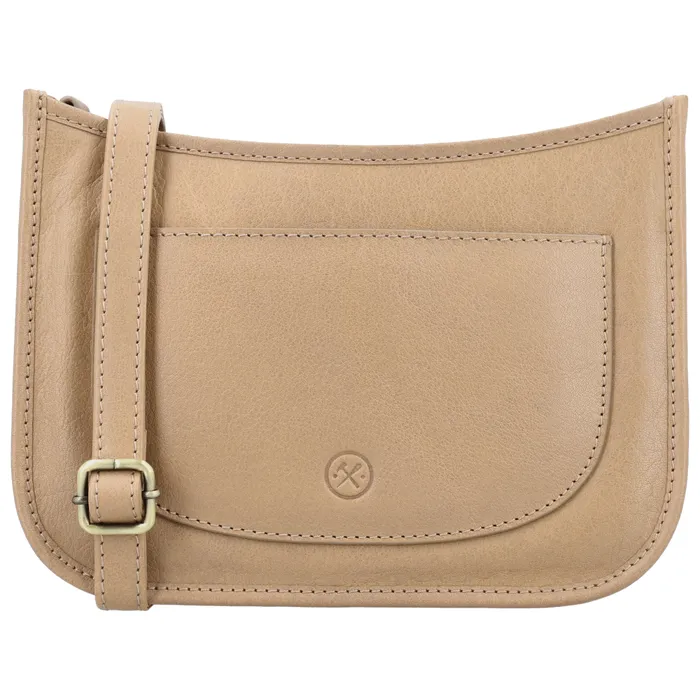 Geantă crossbody elegantă bej din piele naturală "Francesca"