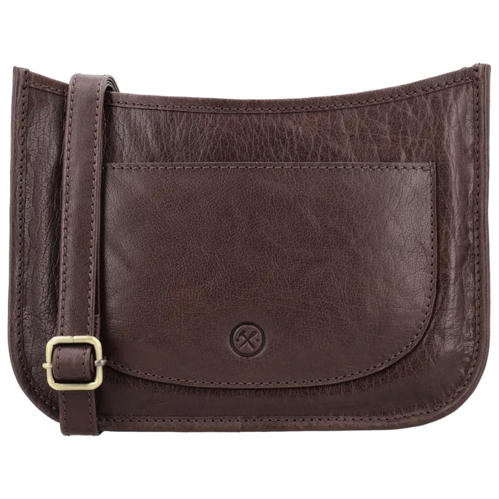 Geantă crossbody elegantă maro închis din piele naturală "Francesca"