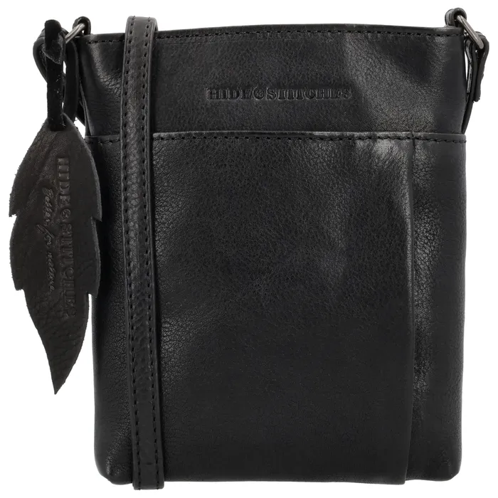 Geantă crossbody premium neagră din piele naturală "Toscana"