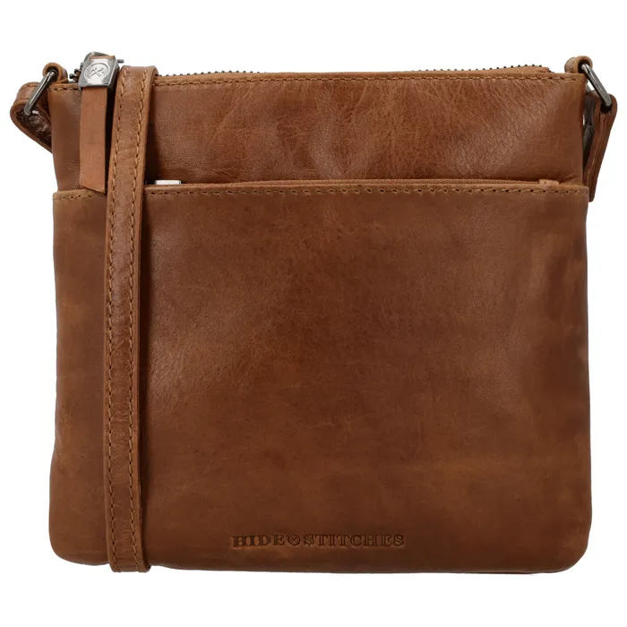 Geantă crossbody pătrată maro din piele naturală "Milano"