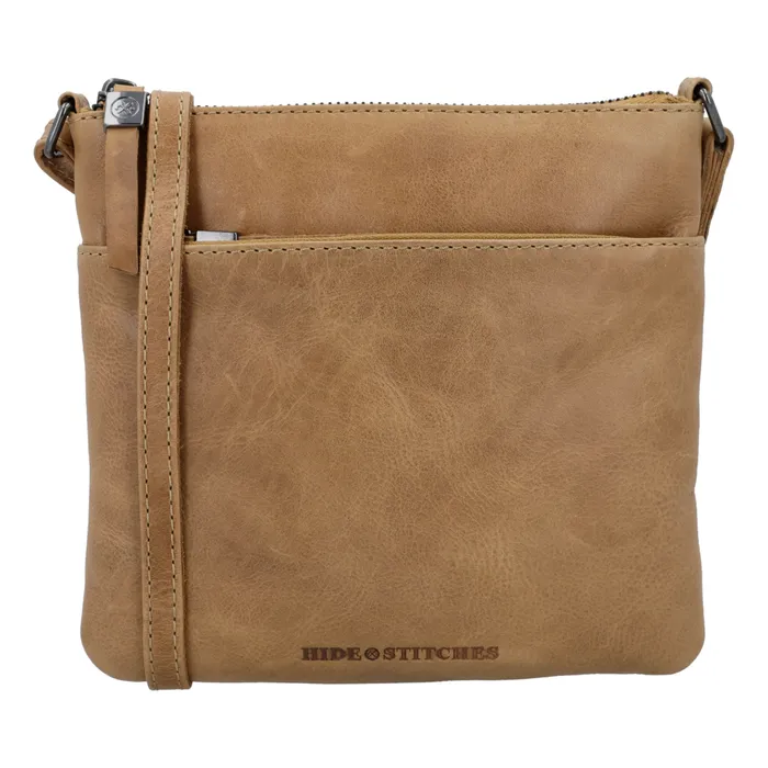 Geantă crossbody pătrată bej din piele naturală "Milano"