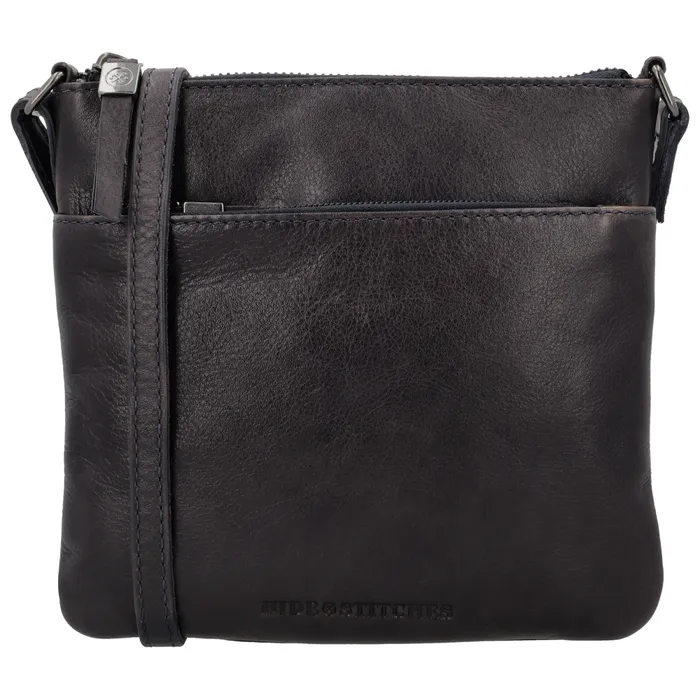 Geantă crossbody pătrată albastru închis din piele naturală "Milano"