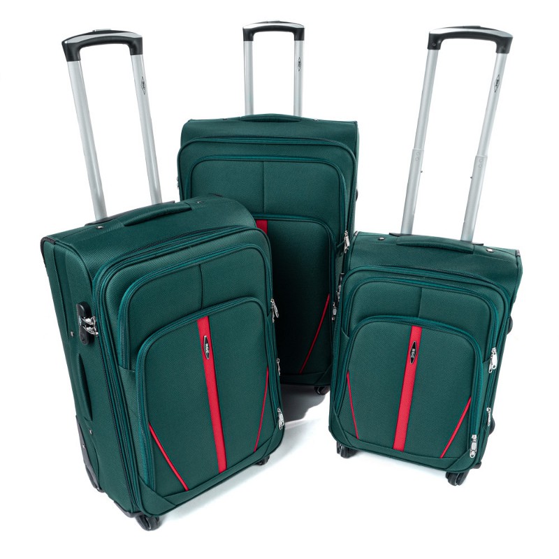 Set de 3 trolere textile impermeabile verzi "Practical" + extensie - mărimile M, L și XL