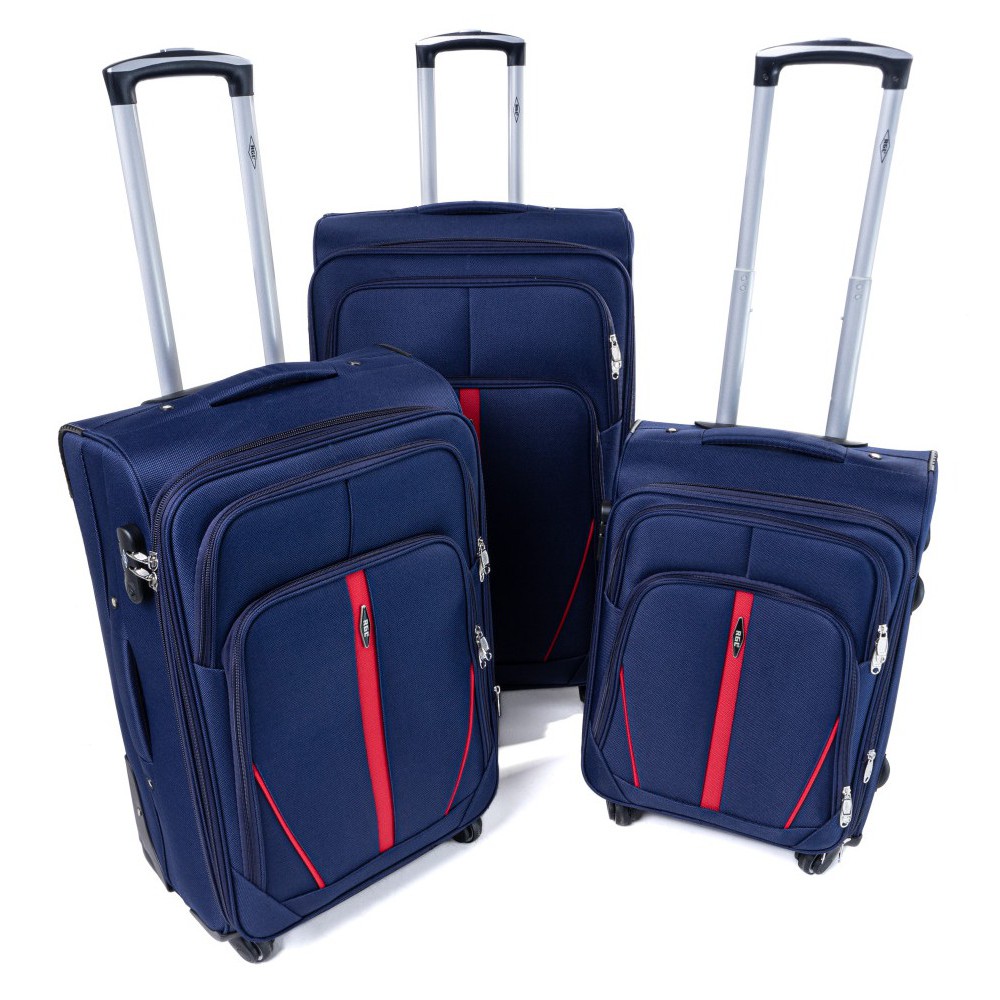 Set de 3 trolere textile impermeabile bleumarin "Practical" + extensie - mărimile M, L și XL