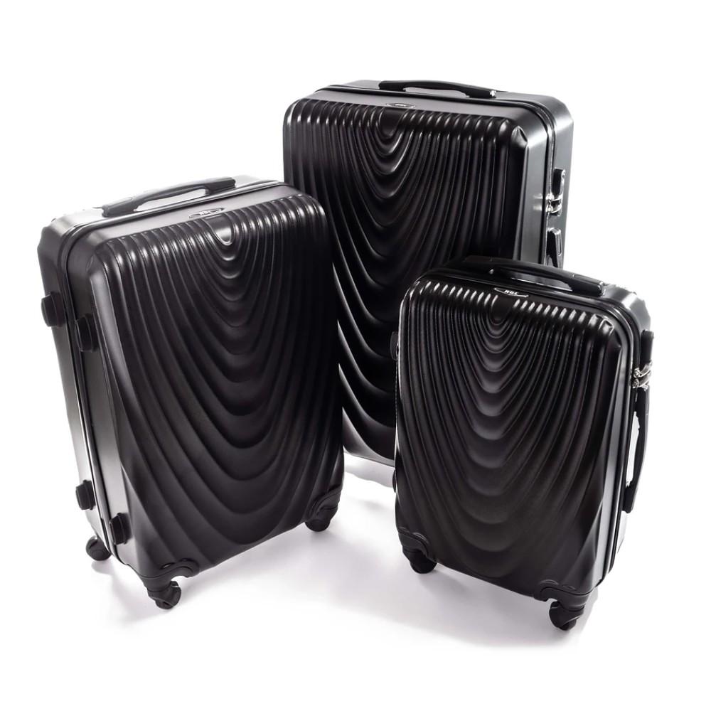Set de 3 trolere rigide negre "Motion" - mărimile M, L și XL