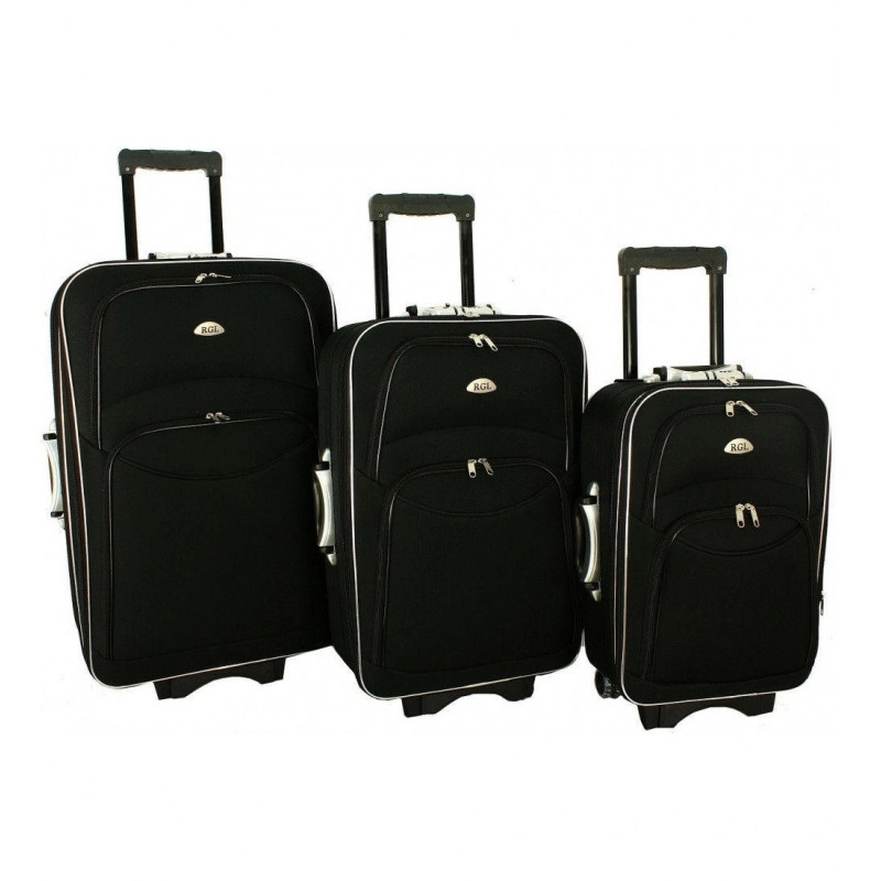 Set de 3 trolere textile negre "Standard" - mărimile M, L și XL