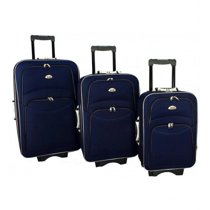 Set de 3 trolere textile bleumarin "Standard" - mărimile M, L și XL