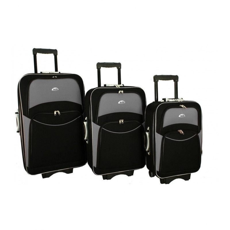 Set de 3 trolere textile gri-negru "Standard" - mărimile M, L și XL