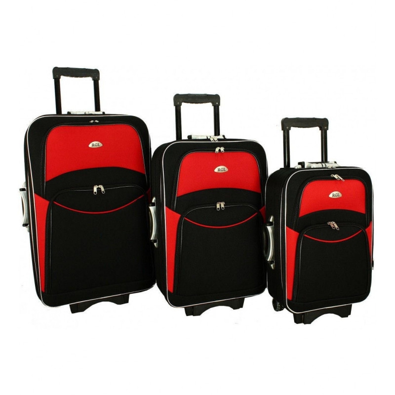 Set de 3 trolere textile roșu-negru "Standard" - mărimile M, L și XL