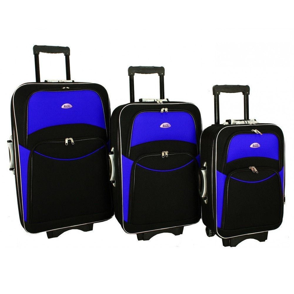 Set de 3 trolere textile albastru-negru "Standard" - mărimile M, L și XL